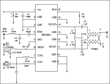 圖3. MAX2683應(yīng)用電路原理圖