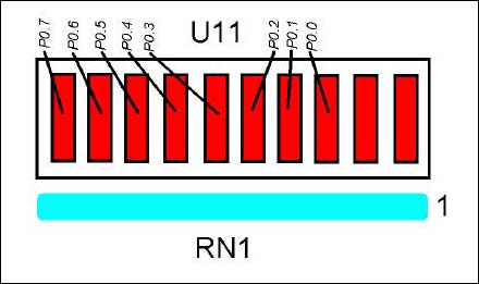 圖8. LED至MAXQ2000寄存器位的映射