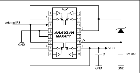 圖8. 當(dāng)有外部電源接入時(shí)電池被切斷