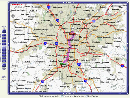 在我們單擊“Get Directions”（獲得方向指引）時，MapQuest會生成從機場到博聞網(wǎng)美國總部的行車路線