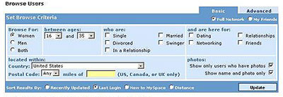 瀏覽條件包括性別、年齡和位置。