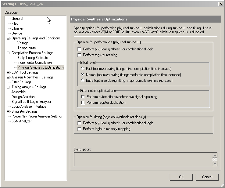圖2. Quartus II設計軟件中的物理綜合工具設置。