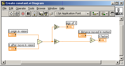  用于關(guān)聯(lián)視覺單元和運(yùn)動(dòng)控制單元的LabVIEW 代碼