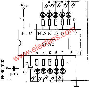 SL322作單聲道音量電平指示電路的應(yīng)用  www.makelele.cn