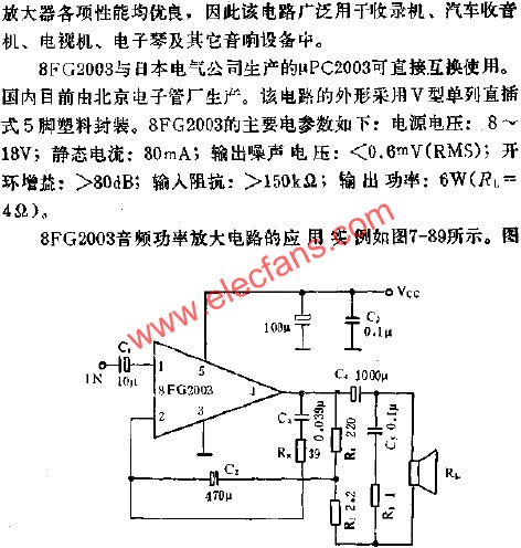 8FG2003音頻功率放大電路的應(yīng)用  www.makelele.cn