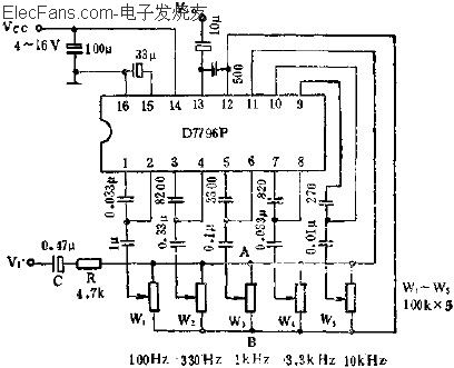 D7796P裝置五頻段圖示均衡電路應(yīng)用  www.makelele.cn