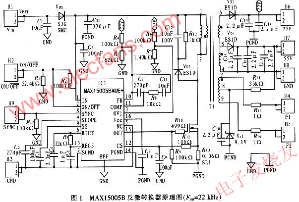 MAX15005B配置為反激架構(gòu) www.makelele.cn