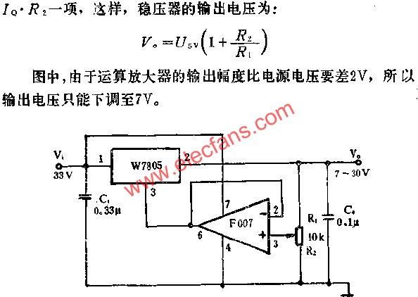 7~30V可調(diào)輸出電壓應(yīng)用線路圖  www.makelele.cn