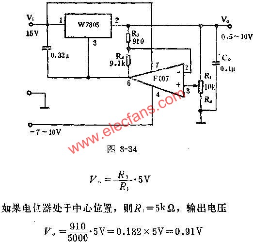 0.5~10V可調(diào)電壓應(yīng)用線路圖  www.makelele.cn