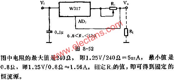 用W317組成的恒流源應用線路圖  www.makelele.cn