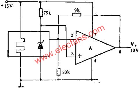 通過緩沖放大器輸出10V基準(zhǔn)的應(yīng)用線路圖  www.makelele.cn
