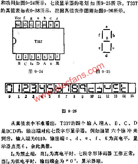 T337七段字形譯碼器的應(yīng)用電路圖  www.makelele.cn