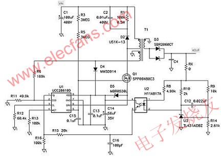 光耦合器的R8連接改善了瞬態(tài)響應(yīng) www.makelele.cn