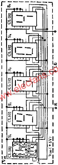 CL102進(jìn)制計(jì)數(shù)顯示器組成的五位數(shù)碼顯示器線圖  www.makelele.cn