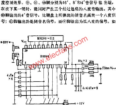 BH501鋼琴包絡(luò)門電路的應(yīng)用電路圖  www.makelele.cn
