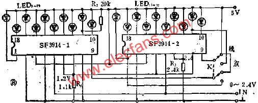 20位LED指示器的應用電路圖 www.makelele.cn