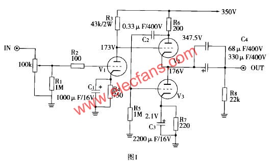 6N1自制OTL耳機(jī)放大器原理電路圖  www.makelele.cn