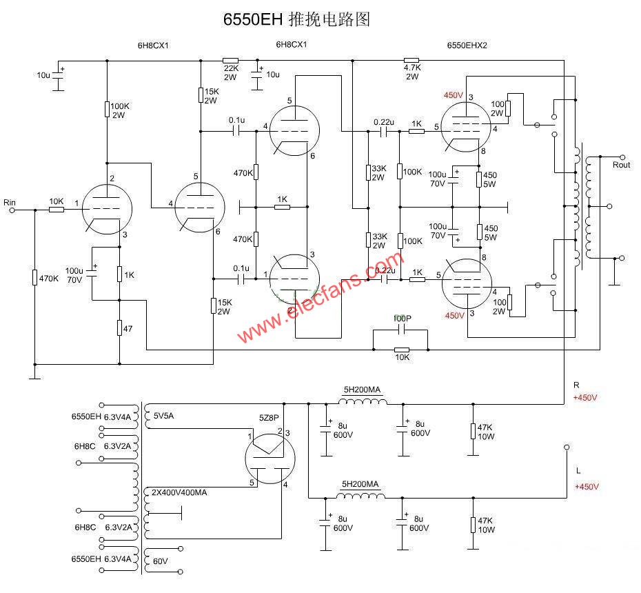 6550膽機電路圖(三) www.makelele.cn