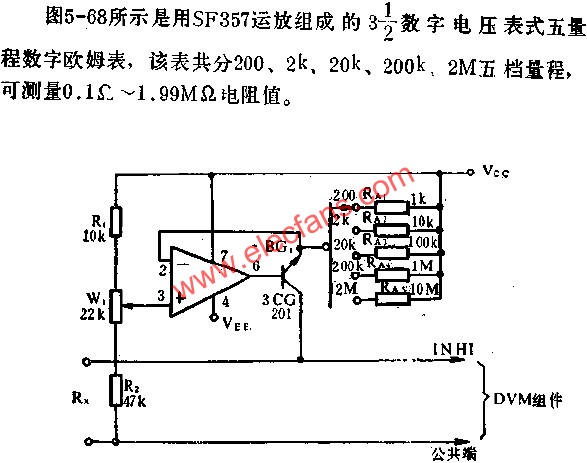 DVM五量程歐姆表電路圖  www.makelele.cn