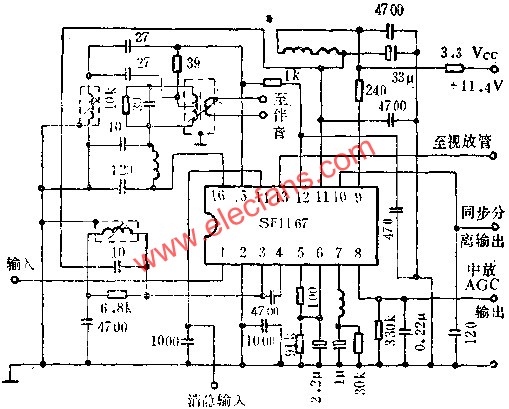 SF1167圖象中放電路的應(yīng)用電路圖  www.makelele.cn