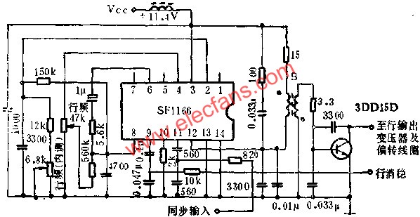 SF1166行掃描電路的應(yīng)用電路圖  www.makelele.cn