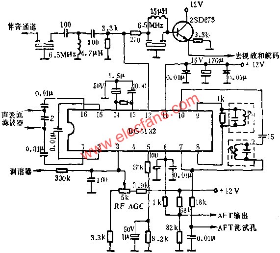 BG5132圖象中放集成電路的應用電路圖  www.makelele.cn