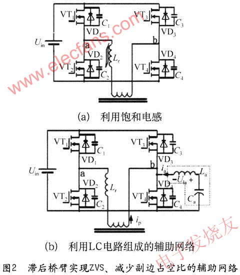 移相ZVS變換器中的線性諧振電感改用飽和電感 www.makelele.cn