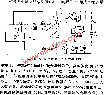 收音、電視兩用信號(hào)發(fā)生器電路  www.makelele.cn