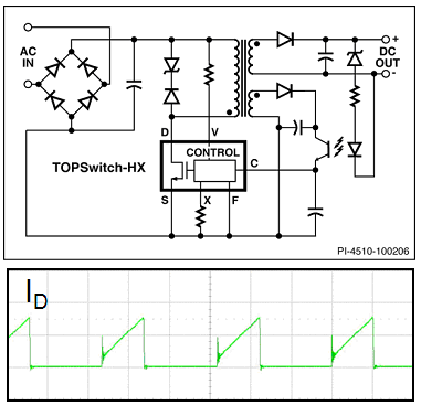 圖5:使用TOPSwitch-HX的標(biāo)準(zhǔn)反激式電路。（電子系統(tǒng)設(shè)計(jì)）
