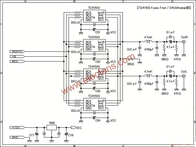 TDA1543數(shù)模變換器的特性   www.makelele.cn