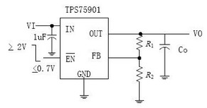 TPS75901電壓調節(jié)器典型應用電路