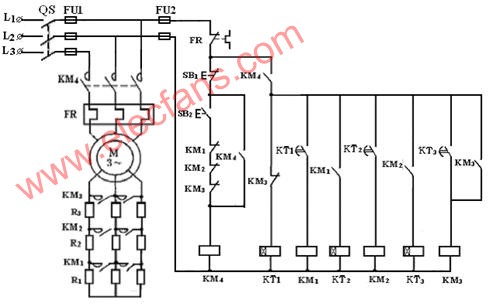 時間原則控制繞線式異步電動機(jī)轉(zhuǎn)子串電阻起動控制線路