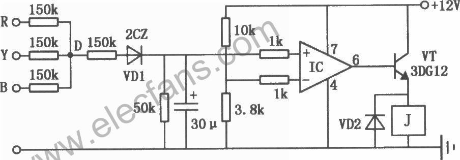 三相電機缺相運行保護電路圖 www.makelele.cn
