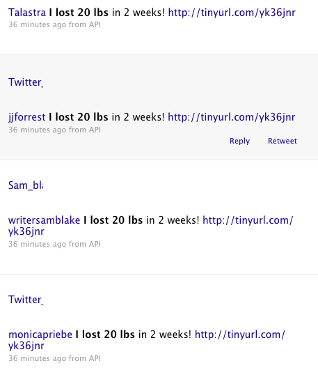 被攻擊的賬戶發(fā)布大量重復廣告信息