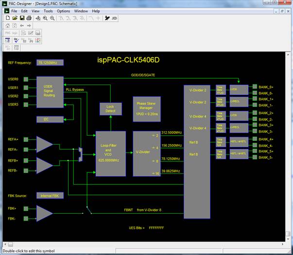 圖2：PAC-Designer 5.2中顯示的萊迪思ispClock5406D框圖。