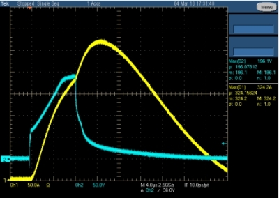圖7，P6KE52A TVS與3個(gè)串聯(lián)的旁路二極管并聯(lián)