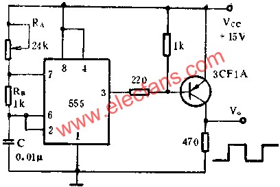時(shí)基集成電路組成驅(qū)動(dòng)高頻晶閘管的方波發(fā)生器電路圖  www.makelele.cn