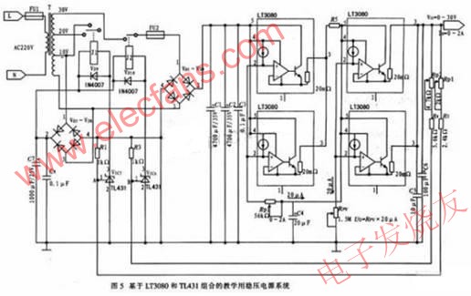  基于LT3080和TL431組合的教學用穩(wěn)壓電源系統(tǒng) www.makelele.cn