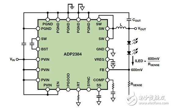 圖5. 基本（但不高效的LED驅動器