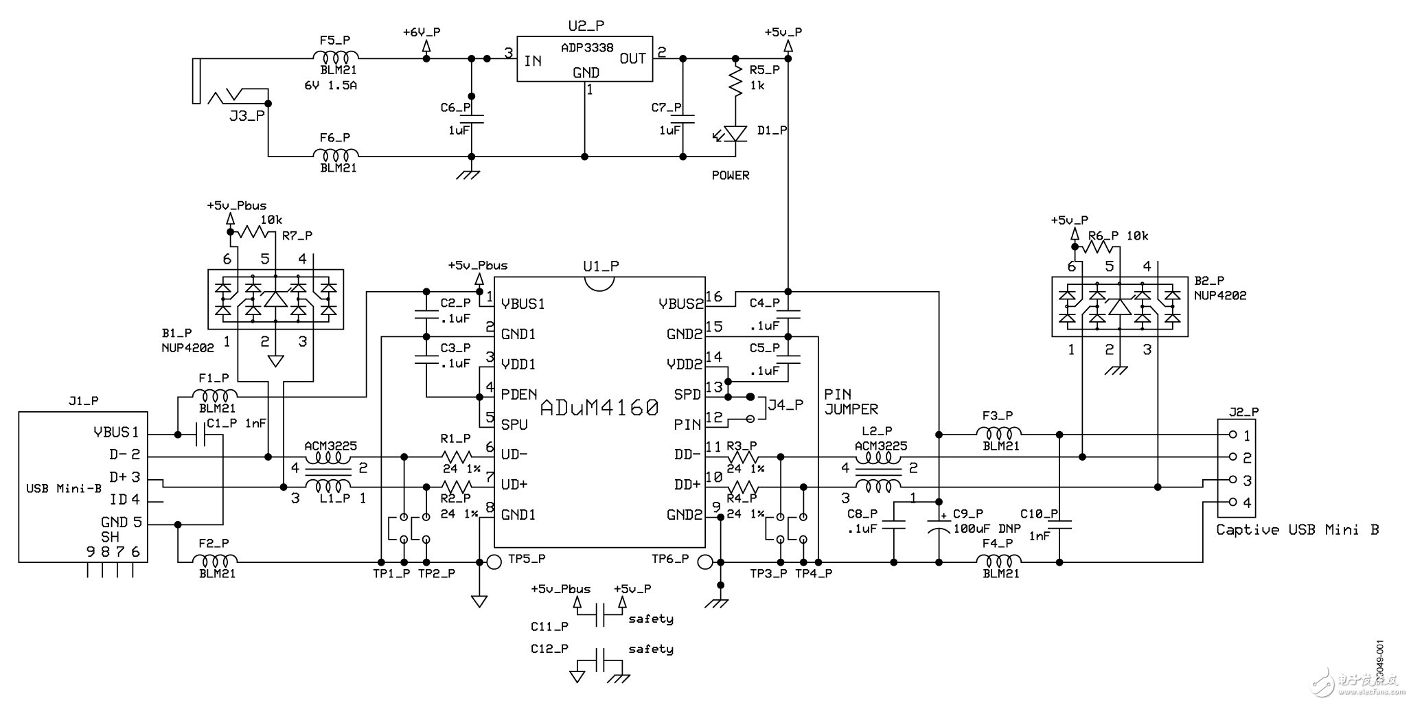 圖1. USB外設(shè)隔離器電路