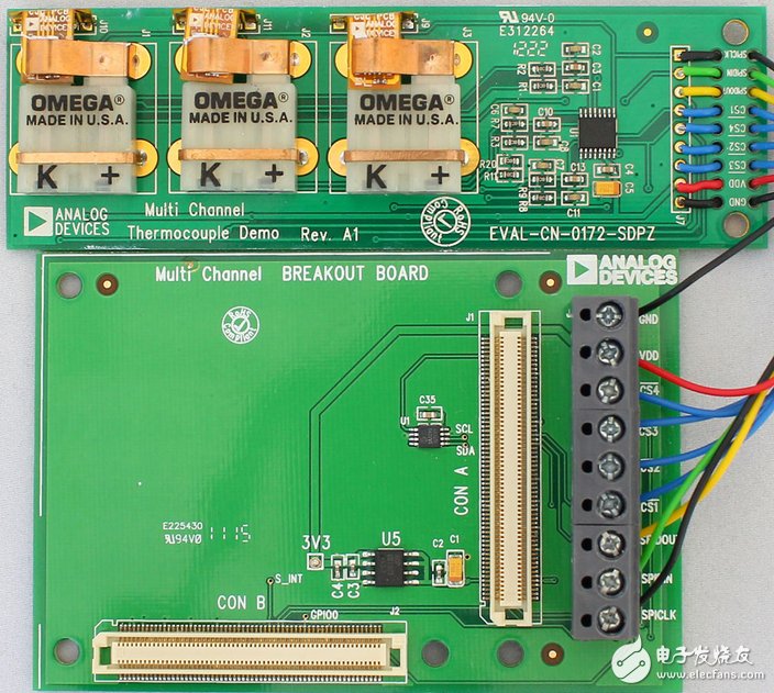 3通道熱電偶溫度測量系統(tǒng)，精度為0.25℃電路圖 