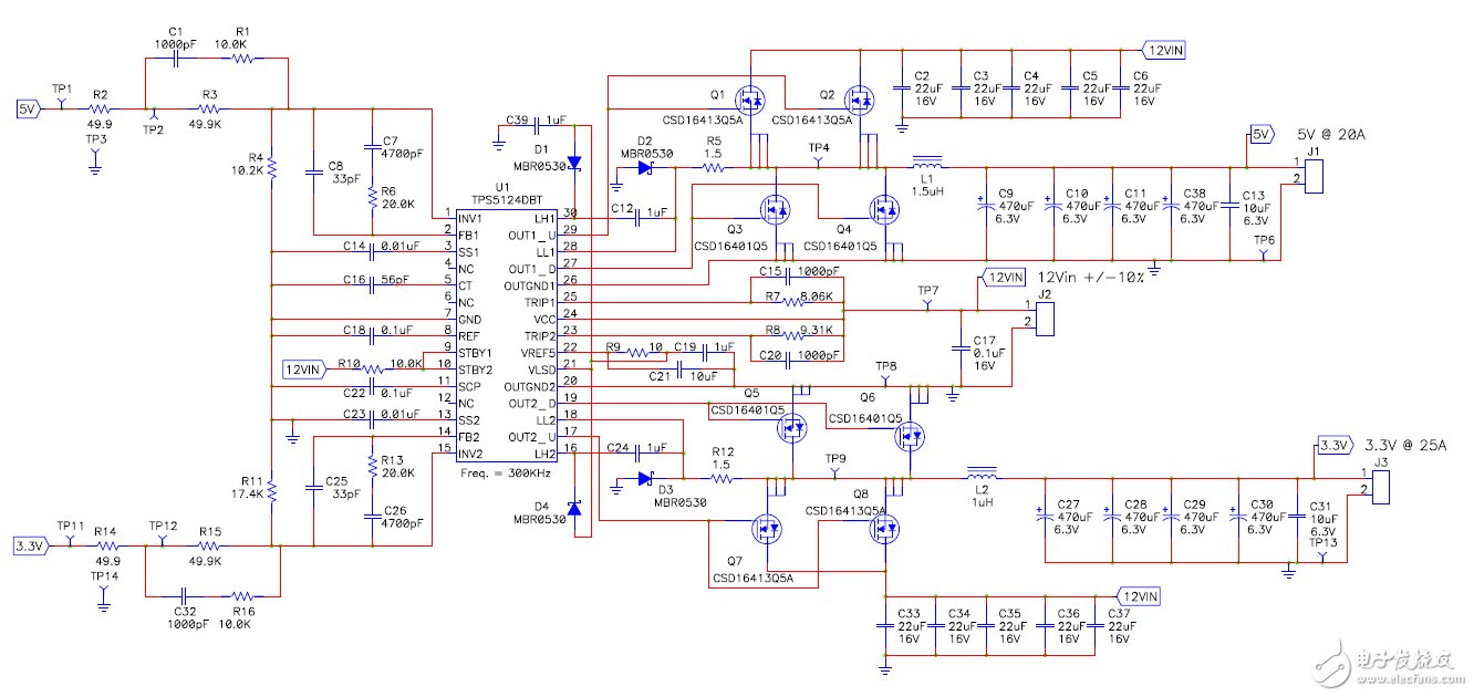 基于臺(tái)式機(jī)銀盒電源的同步降壓設(shè)計(jì)電路圖