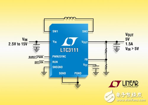 1.5A、15V 同步降壓-升壓型 DC/DC 轉(zhuǎn)換器提供延長的電池運行時間