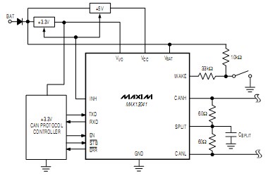 MAX13041：具有±80V故障保護(hù)，休眠模式CAN收發(fā)器