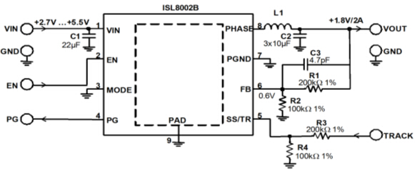  ISL8002B的典型應用原理圖