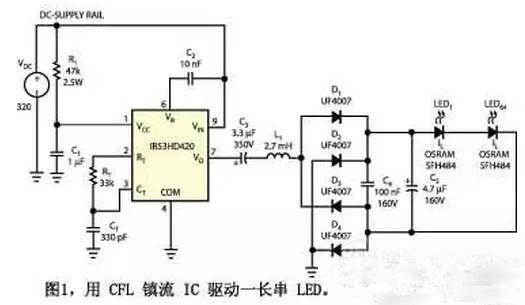 CFL鎮(zhèn)流器IC驅(qū)動LED應(yīng)用電路詳解