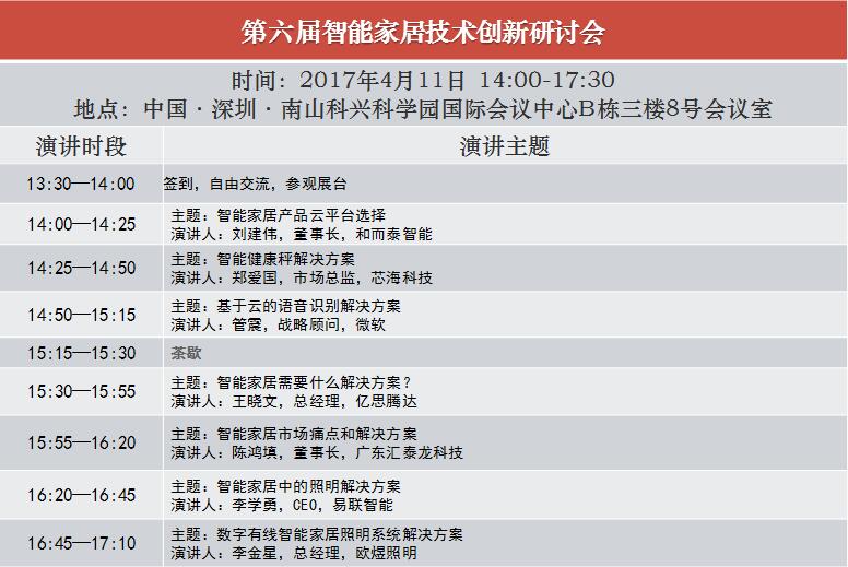 第六屆智能家庭技術(shù)創(chuàng)新研討會(huì)