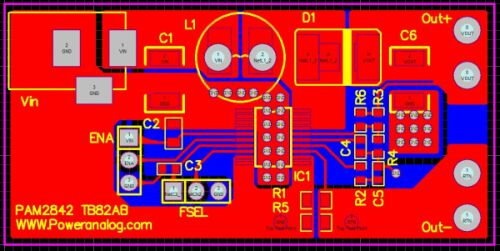 圖8：PAM2842的演示板印制板圖。