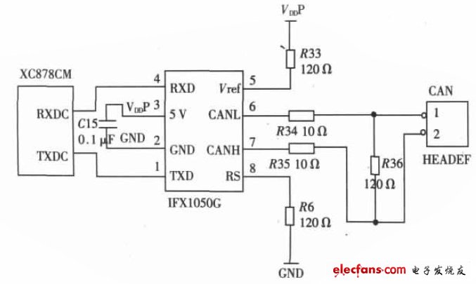 CAN 節(jié)點的接口電路圖