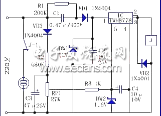 TWH8778組成的自動(dòng)斷電過(guò)壓保護(hù)電路圖